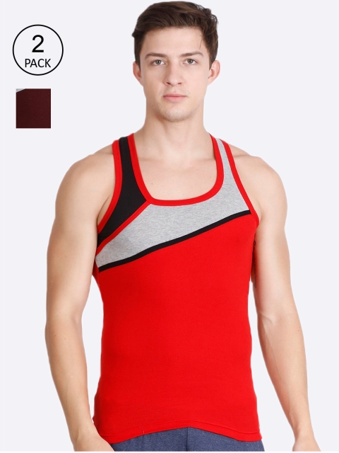 

Genx Men Pack Of 2 Assorted Pure Cotton Gym Vests