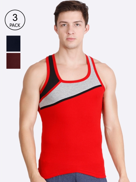 

Genx Men Pack Of 3 Assorted Self Design Innerwear Gym Vests
