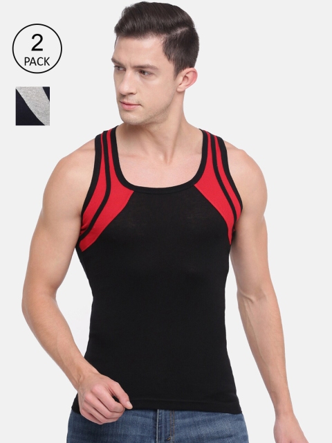 

Genx Men Pack Of 2 Assorted Solid Pure Cotton Gym Vest