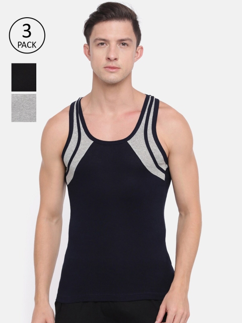 

Genx Men Pack Of 3 Assorted Pure Cotton Innerwear Gym Vests