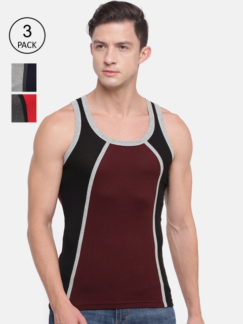 

Genx Men Pack of 3 Assorted Solid Cotton Gym Vests