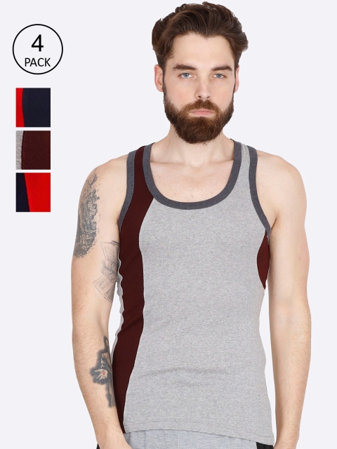 

Genx Men Pack Of 4 Assorted Solid Cotton Gym Vests GENX_GV_7713_AST_4PC