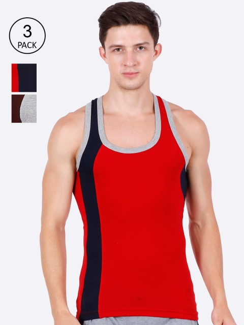 

Genx Men Men Pack Of 3 Assorted Solid Cotton Gym Vest