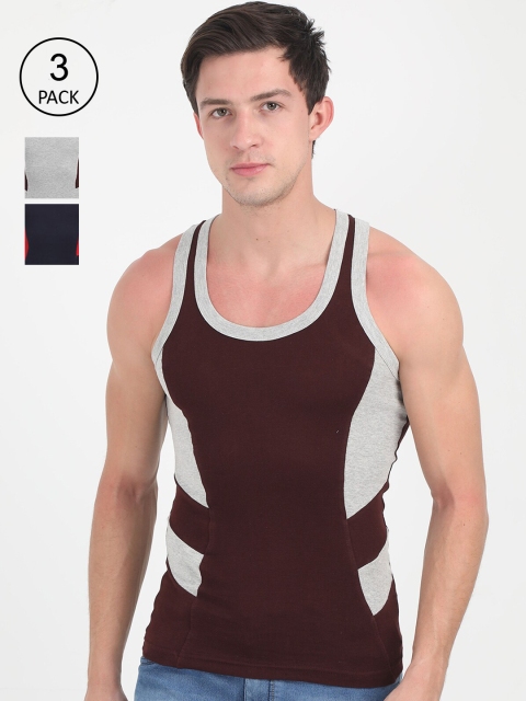 

Genx Men Pack Of 3 Assorted Pure Cotton Innerwear Gym Vests