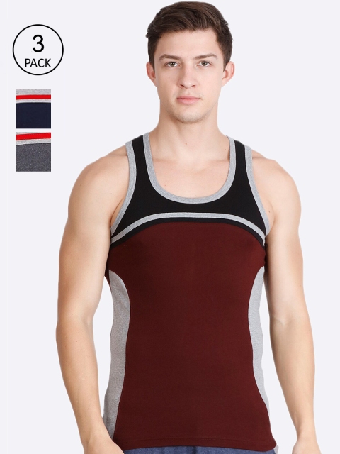 

Genx Men Pack Of 3 Assorted Pure Cotton Gym Vests