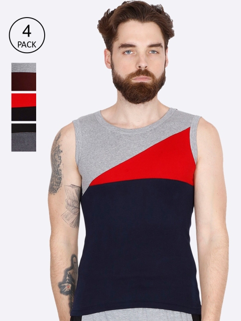 

Genx Men Pack Of 4 Assorted Pure Combed Cotton Innerwear Vests