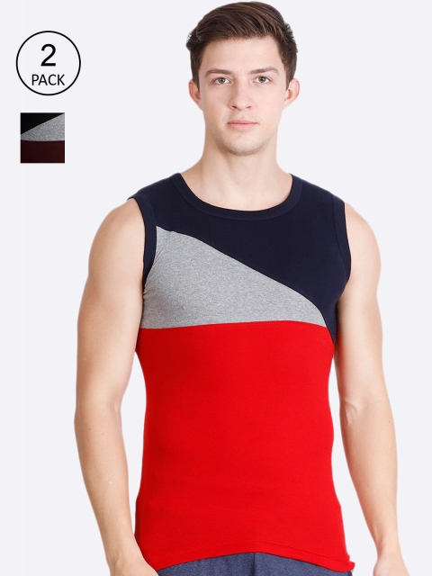 

Genx Men Pack Of 2 Assorted Pure Cotton Gym Vests