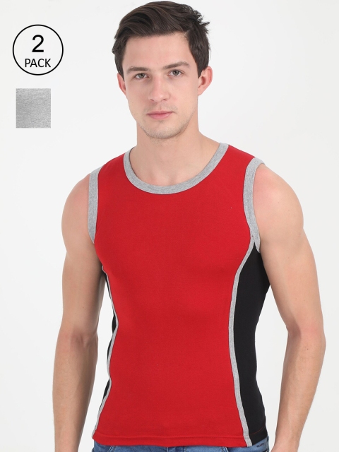 

Genx Men Pack Of 2 Assorted Colourblocked Pure Cotton Gym Vest