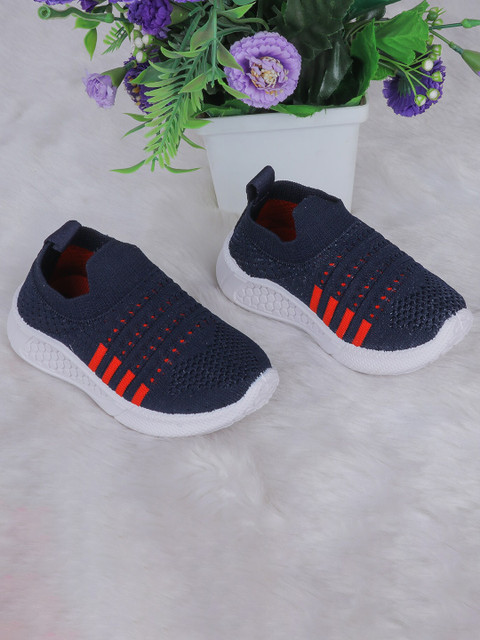 

FEETWELL SHOES Kids Blue Woven Design Slip-On Sneakers