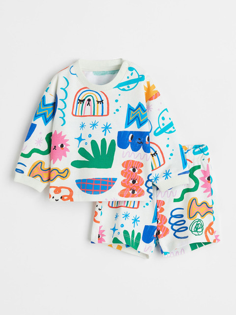 

H&M Boys White 2-Piece Patterned Set