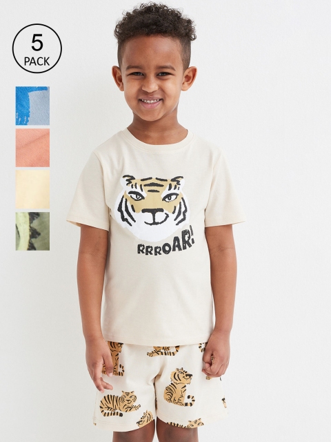 

H&M Boys 5-Pack Jersey Shorts, Beige