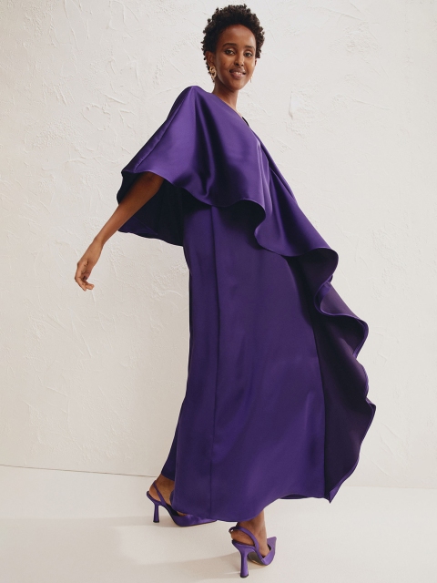 

H&M Women Purple Flounced Kaftan Dress