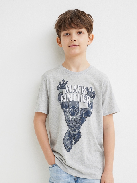 

H&M Boys Pack of 3 Black Panther Printed Cotton Round Neck T-shirts