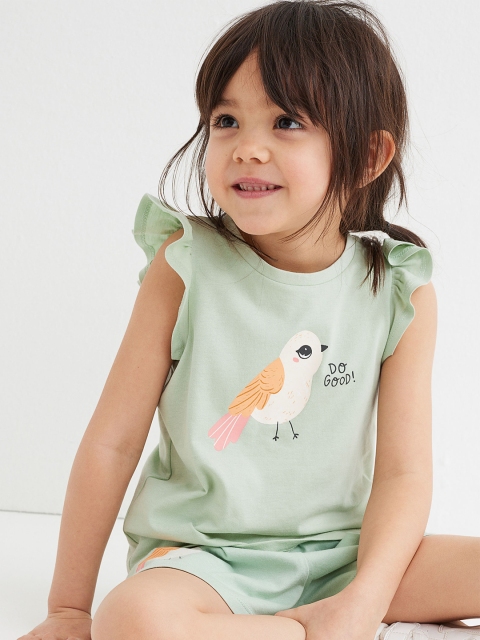 

H&M Girls Pack of 3 Green & Orange Cotton Jersey Tops