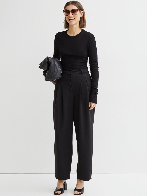 

H&M Women Black Tailored Jersey Trousers