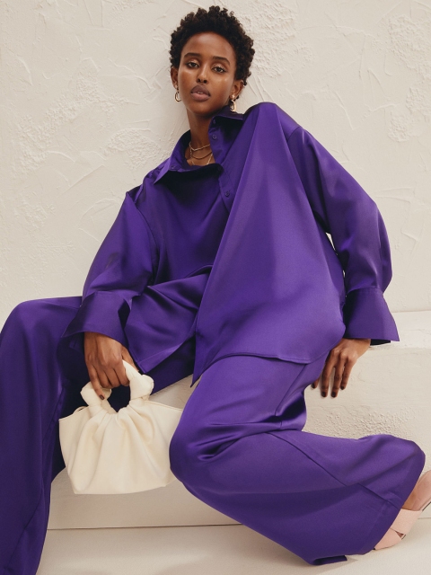 

H&M Purple Wide Satin Trousers