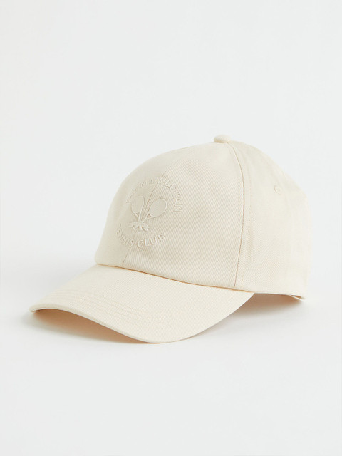 

H&M Women Cream Coloured Solid Cotton Twill Cap