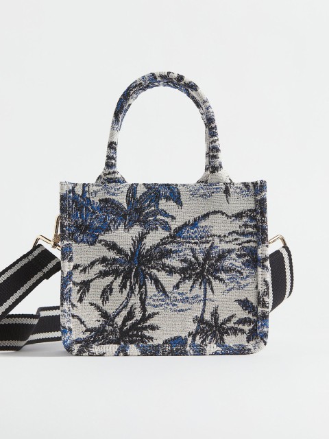 

H&M Women Blue & White Floral Printed Handheld Bag