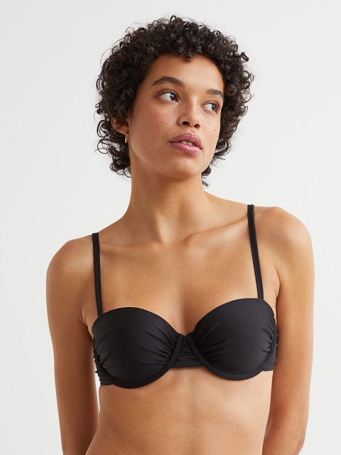 

H&M Black Solid Padded Bikini Top