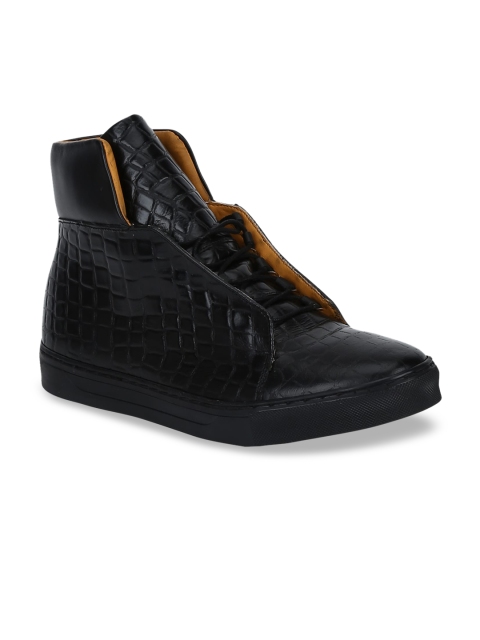 

DEL MONDO Men Black Leather Sneakers