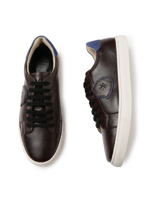 

WROGN Men Brown Leather Sneakers