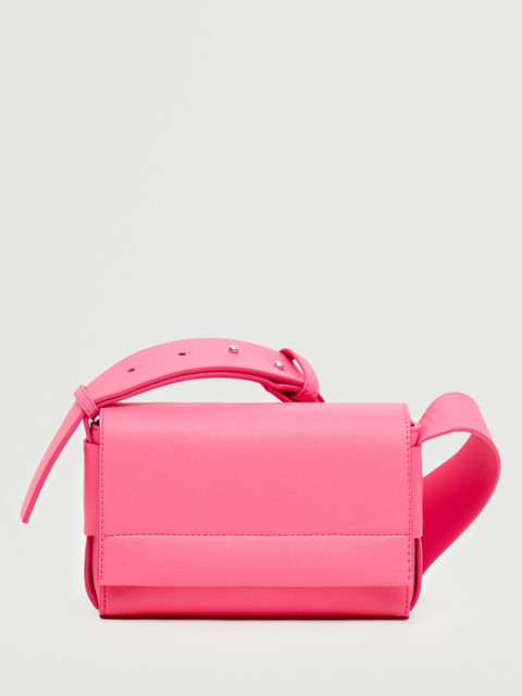 

MANGO Pink Solid Structured Sling Bag with Non-Detachable Sling Strap