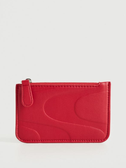 

MANGO Women Red Embossed Zip Around Wallet