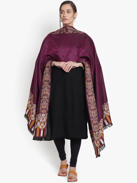 

Mizash Women Purple & Brown Ethnic Motifs Shawl