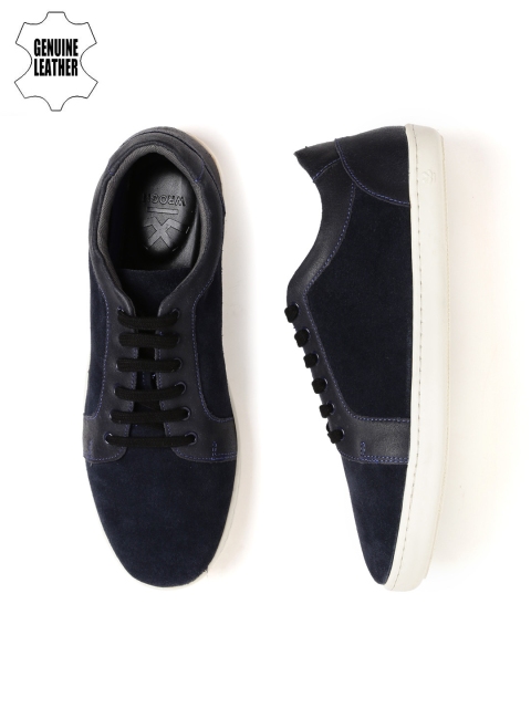 

WROGN Men Navy Solid Suede Sneakers, Navy blue