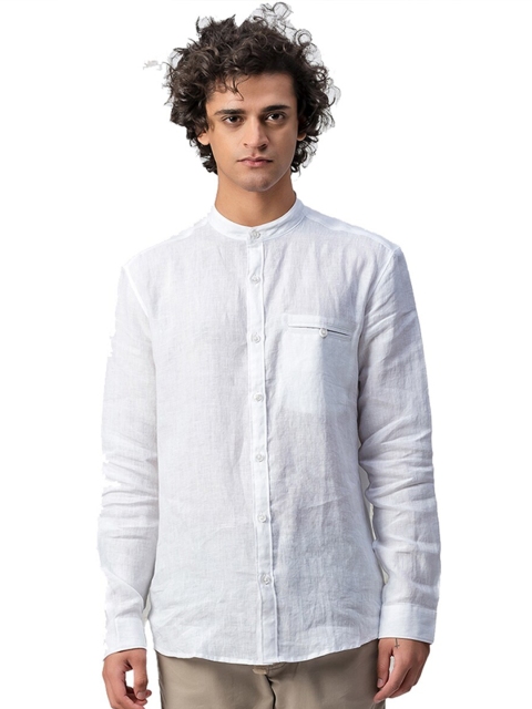 

KINGDOM OF WHITE Men White Smart Cotton Casual Shirt