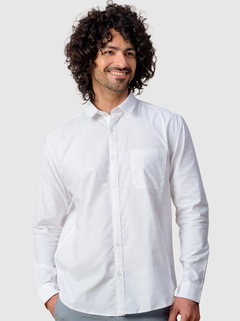 

KINGDOM OF WHITE Men White Solid Smart Cotton Casual Shirt