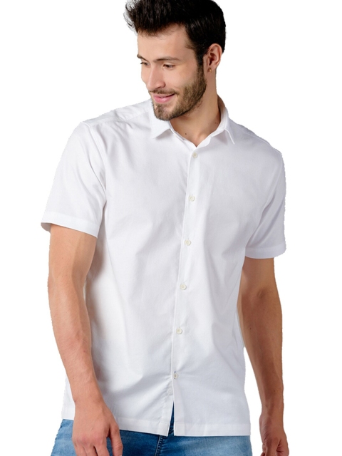 

KINGDOM OF WHITE Men White Slim Fit Half Sleeves Casual Shirt