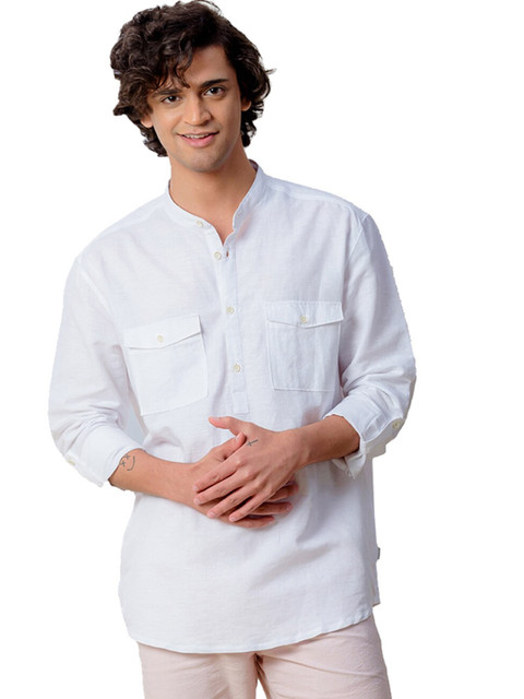 

KINGDOM OF WHITE Men White Smart Casual Shirt