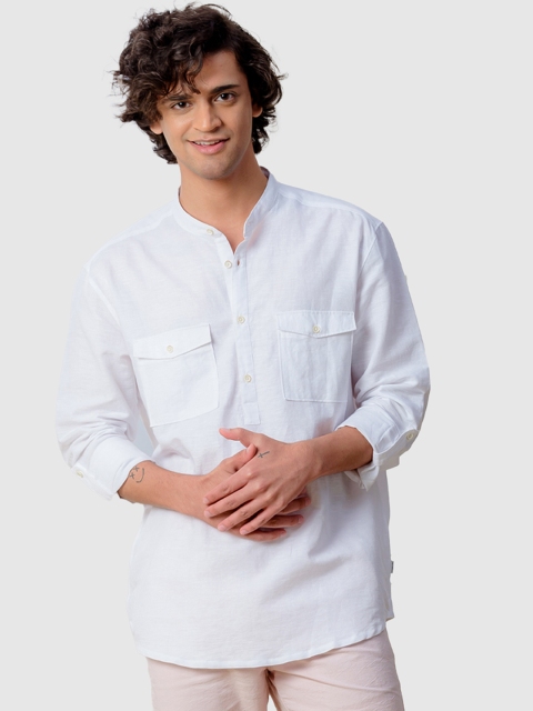 

KINGDOM OF WHITE Men White Smart Casual Shirt