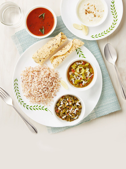 

Larah by BOROSIL Moon Botanica Set Of 19 White Floral Print Stella Opalware Dinnerware