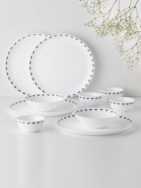 

Larah by BOROSIL Moon Fabula 10 Pieces Floral Printed Opalware Glossy Dinner Set, White
