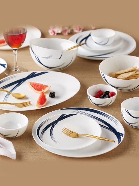 

Larah by BOROSIL Moon Indigo Stella Pieces Printed Opalware Glossy Dinner Set, White