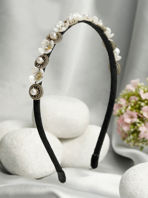 

Priyaasi Women White Stones Floral Hairband