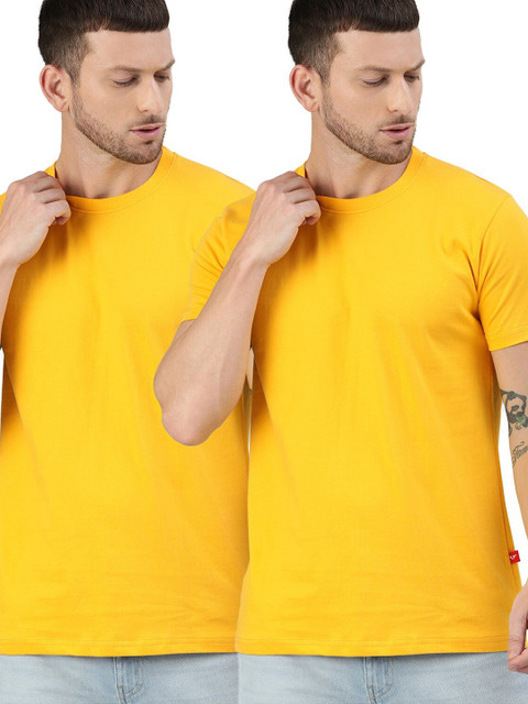 

UNSULLY Men Mustard Yellow 2 Dri-FIT Training or Gym T-shirt
