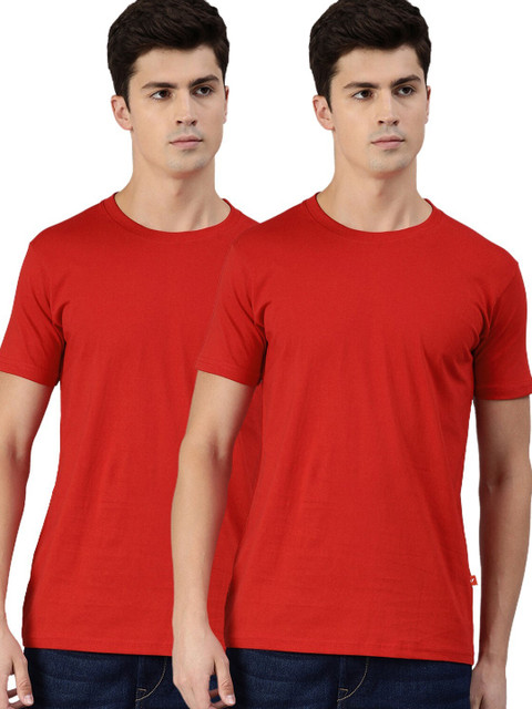 

UNSULLY Men Red 2 Henley Neck Dri-FIT Training or Gym T-shirt