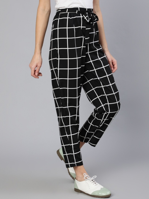 

AASI - HOUSE OF NAYO Women Black Checked Trousers