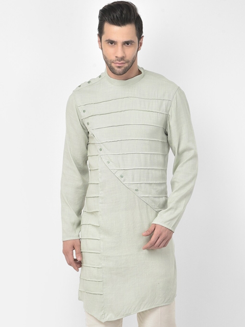 

DEYANN Men Sage Green & Off-White Solid Kurta with Trousers