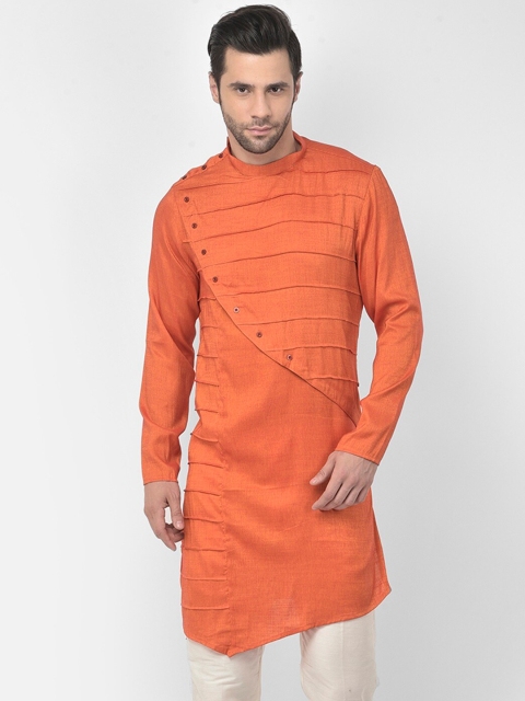 

DEYANN Men Orange Angrakha Kurta with Pyjamas