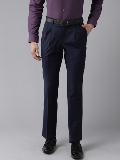 

Blackberrys Men Navy Blue Solid Formal Trousers