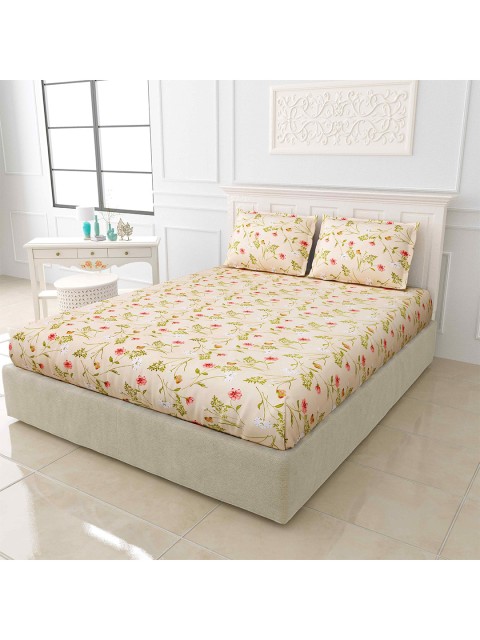 

JAIPUR FABRIC Multicoloured 150 TC King Floral Poly Cotton Bedsheet with 2 Pillow Covers, Multi