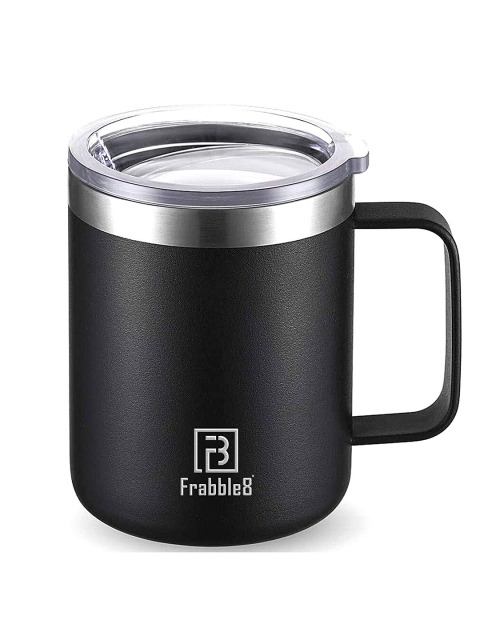 

Frabble8 Black & Silver-Toned Double Wall Insulated Stainless Steel Flask Mug 350ml