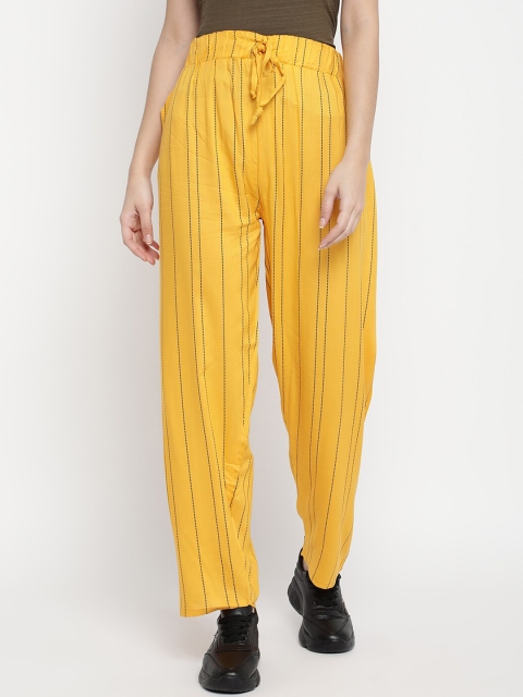 

V2 Value & Variety Women Mustard & Black Striped Lounge Pant