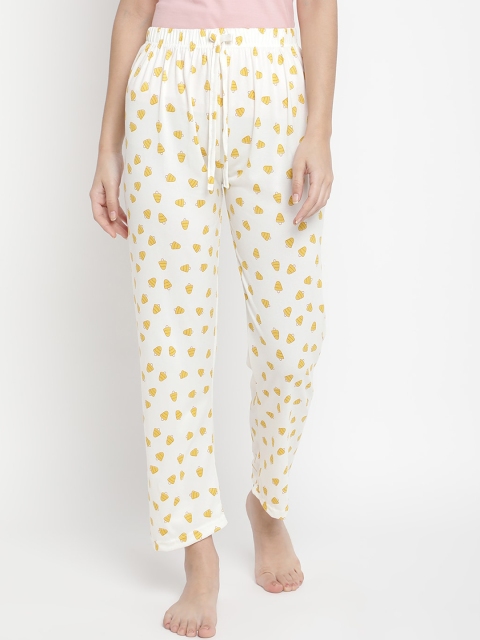 

V2 Value & Variety Women Cream & Yellow Printed Lounge Pants