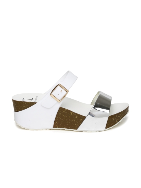 

Carlton London Women White & Silver-Toned Colourblocked Wedges