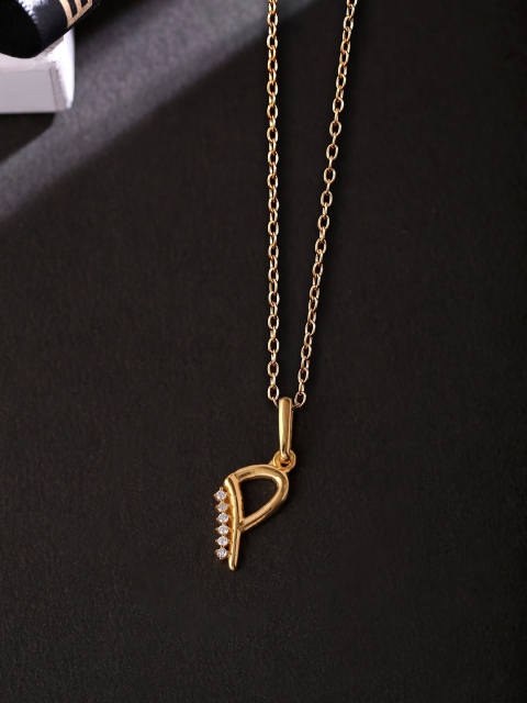 

Hiara Jewels Gold-Plated White CZ-Studded Pendant With Chain